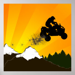 Póster quads. pôr do sol laranja.