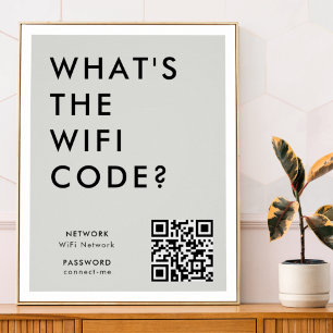 Poster Qual é o código WiFi?   Cinzas de código QR da 