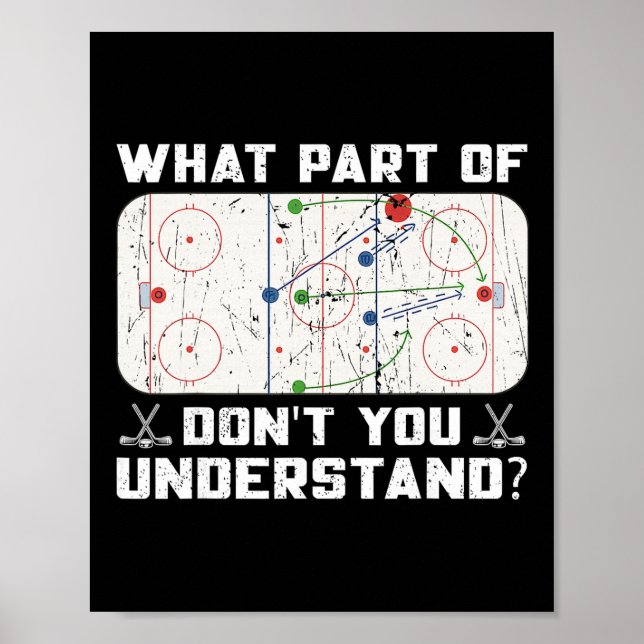 Poster Qual Parte De Não Você Entende Funny Ice Hockey (Frente)