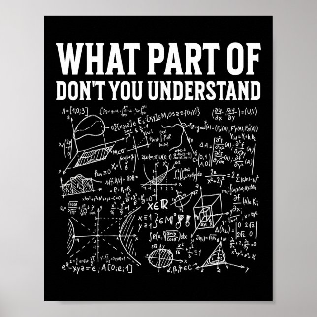 Poster Qual Parte Você Não Entende de Matemática Divertid (Frente)