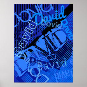 Poster Qualquer nome personalizável do Creative Blue
