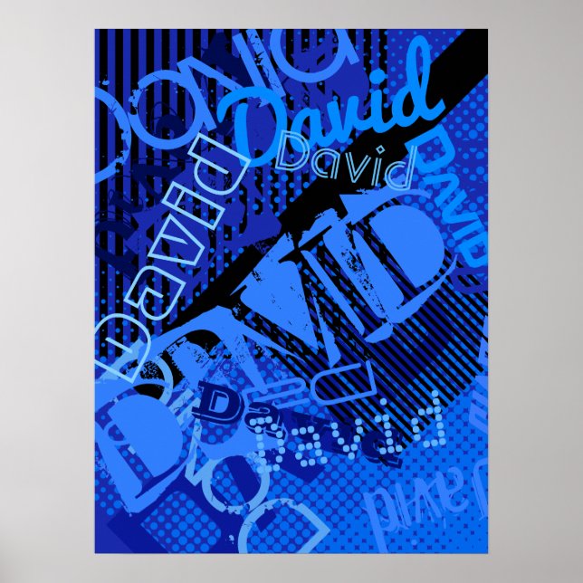 Poster Qualquer nome personalizável do Creative Blue (Frente)