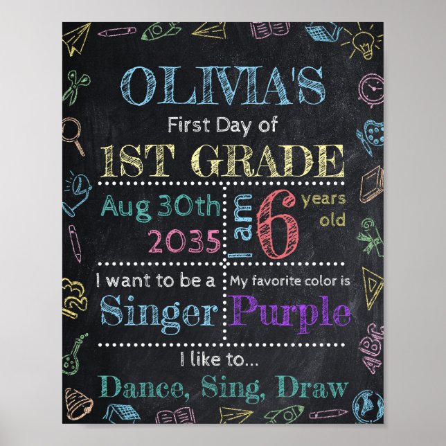 Poster Qualquer Série Quadro Negro Personalizado Primeiro (Frente)