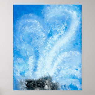 Poster Quando as ondas do oceano caem sobre a aquarela da
