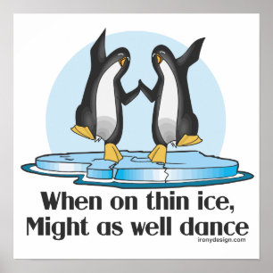 Poster Quando em pinguins engraçados do gelo fino