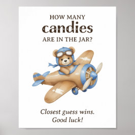 Poster Quantas Candies Teddy Bear Pilot Baby Boy Chá