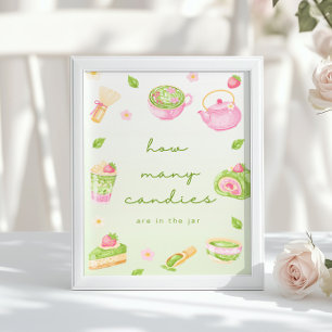 Poster Quantos doces Chá de Matcha Rosa Chá de Bebê