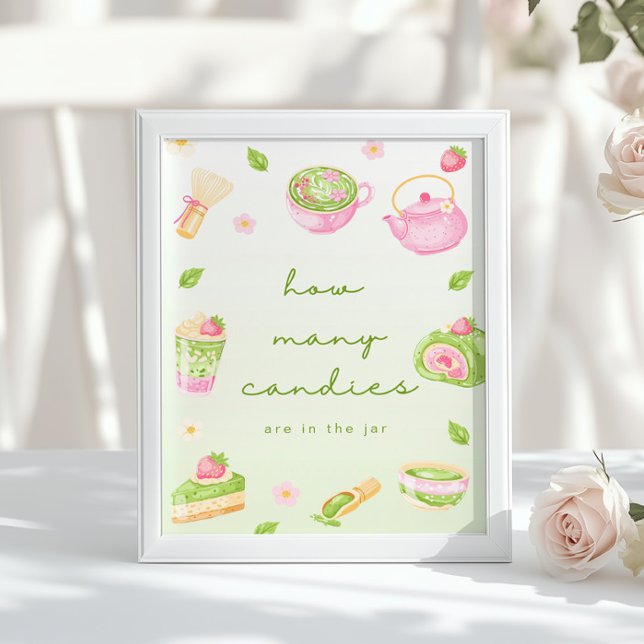 Poster Quantos doces Chá de Matcha Rosa Chá de Bebê (Criador carregado)