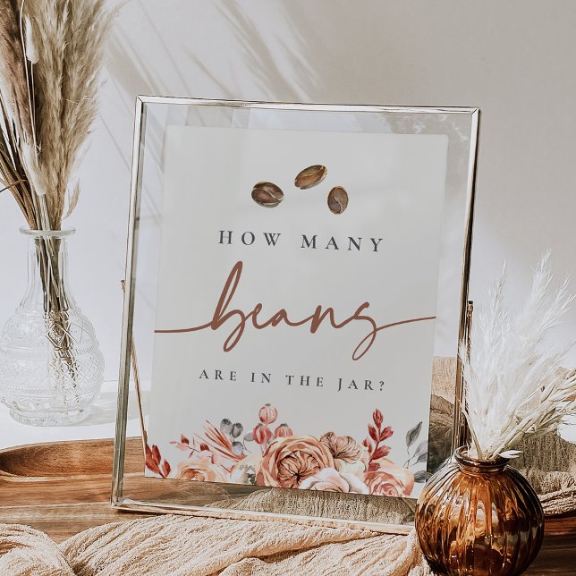 Poster Quantos Feijões De Café Estão No Sinal De Jar? (Bridal shower coffee bean guessing game sign)
