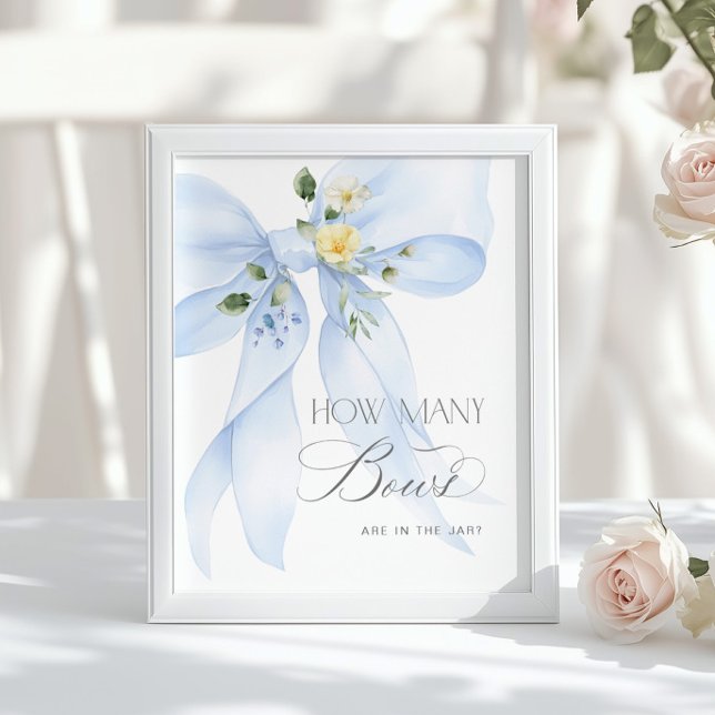 Poster Quantos Laços Laço floral Azul chá de bebê  (Criador carregado)