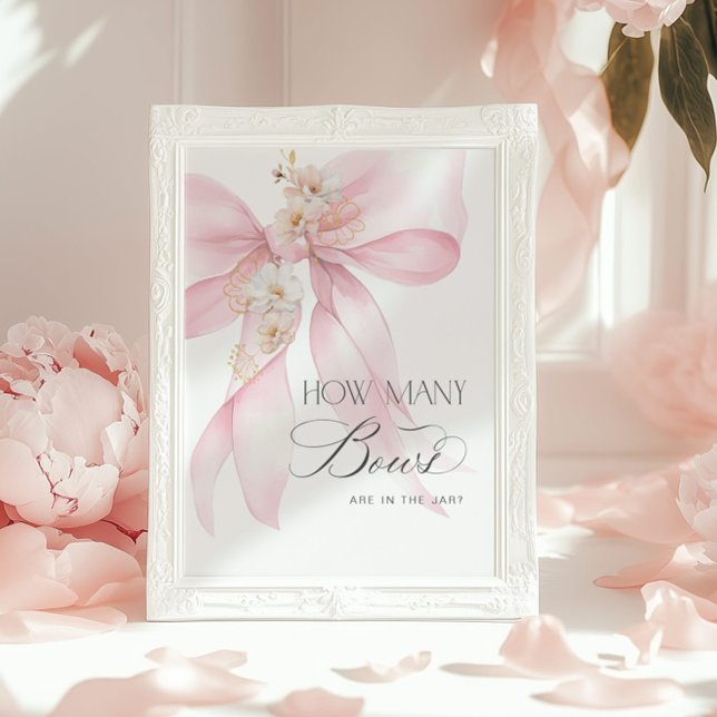 Poster Quantos Laços Rosa cor de blush baby shower  (Criador carregado)