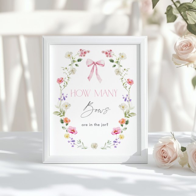 Poster Quantos Laços Rosa Floral chá de bebê  (Criador carregado)