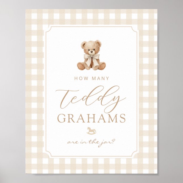 Poster Quantos ursinhos Gender neutral Gingham (Frente)