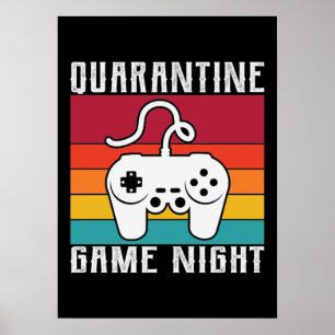 Poster Quarantine Game Night, Engraçado Jogos, Video Game
