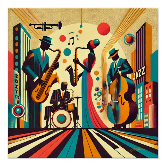Póster Quarteto da Era do Jazz de Meados do Século (Frente)