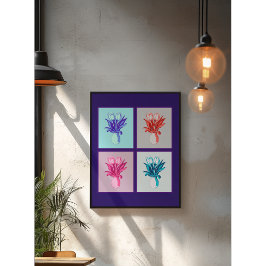 Poster Quarteto Floral de pop Art: Tulipas Vibrantes em u