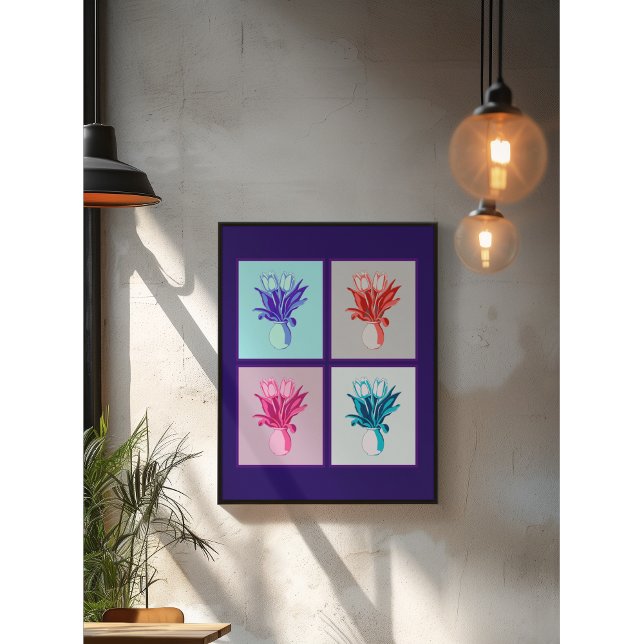 Poster Quarteto Floral de pop Art: Tulipas Vibrantes em u (Criador carregado)