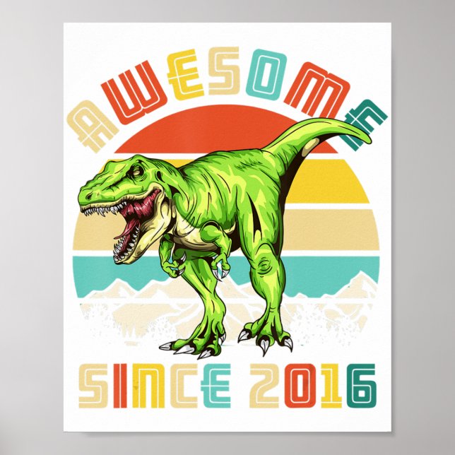 Poster Quarto Aniversário Dinossaur 4 Anos Menino Espetac (Frente)