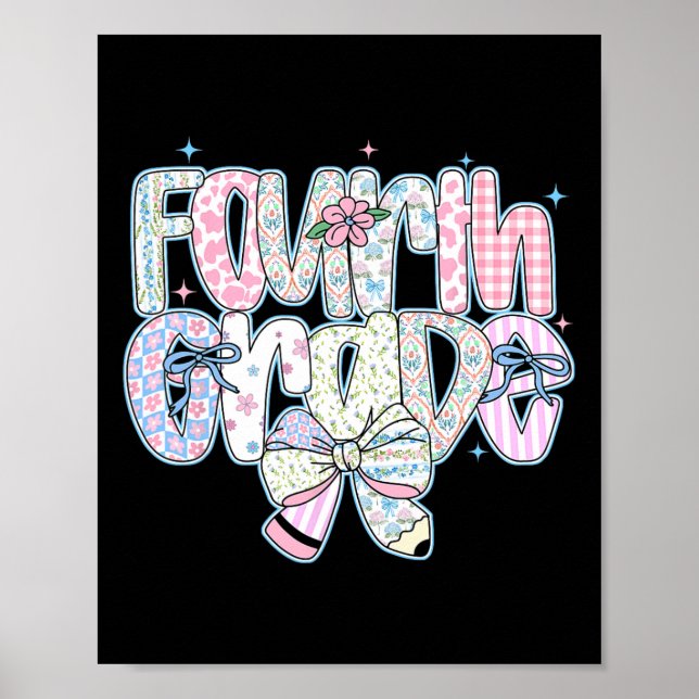 Poster Quarto Ano Ck Volta às Aulas Coquette Preppy Lápis (Frente)