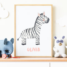 Quarto de Bebê de Zebra em Aquarela Infantil