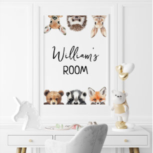 Poster Quarto de bebê dos animais de floresta corta Poste