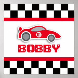 Poster Quarto de bebé masculino pôster de carro de corrid