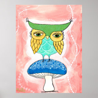 Poster Quarto de Criança Coruja Artista Pintura Aquarela
