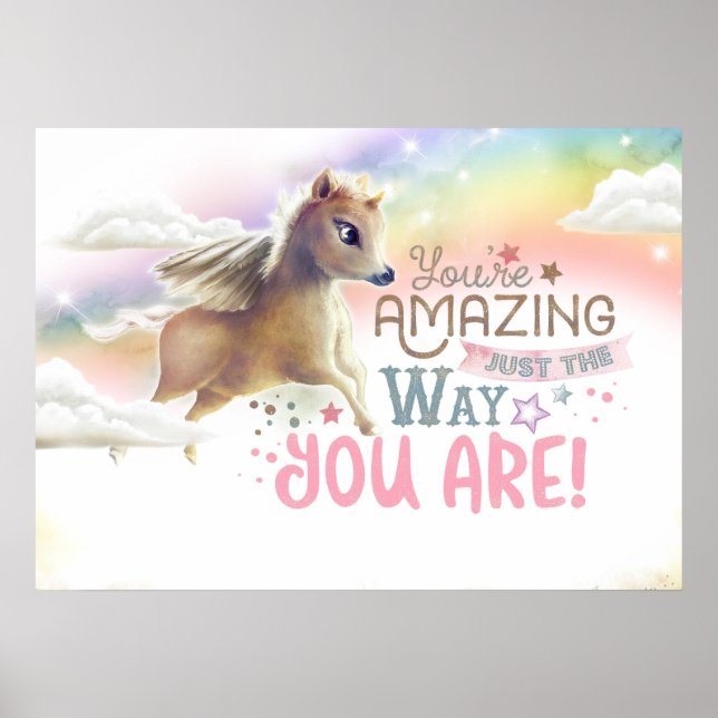 Poster Quarto de Criança Pequena Magico Unicórnio Fofo (Frente)