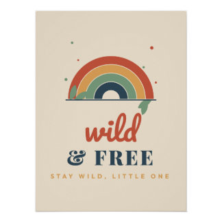 Póster Quarto de Criança Selvagem e Livre Boho Arco-íris