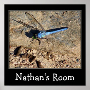 Póster Quarto de Crianças Blue Dragonfly Personalizado