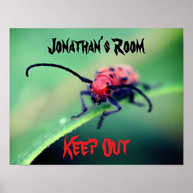 Poster Quarto de Crianças com Inseto Assustador Parede Pe (Frente)