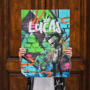 Póster Quarto de Decoração com Grafite de Zumbi Monograma