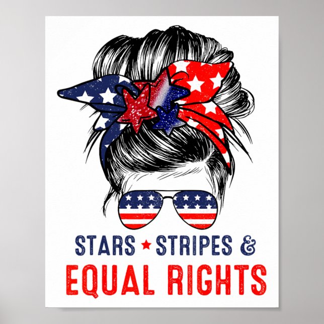 Poster Quarto De Julho Estrelas Stripes E Igualdade De Di (Frente)