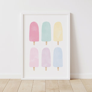 Poster Quarto de Meninas com Aquarela Pastel de Picolé