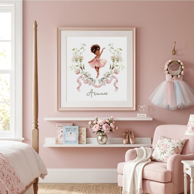 Poster Quarto de Meninas Sala de Bailarina com Arco Rosa  (Criador carregado)
