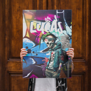 Póster Quarto Decoração de Grafite de Zumbi Monograma Por