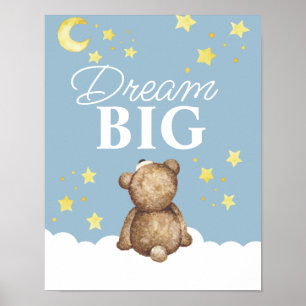 Poster Quarto do Ursinho Sonhador de Lua e Estrelas 