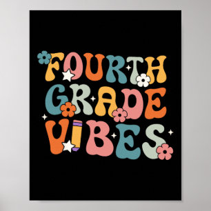 Poster Quarto Grau Vibes De Volta À Escola Retro 4º Grau