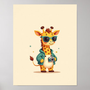 Poster Quarto Infantil Safari de Girafa Encantadora Arte