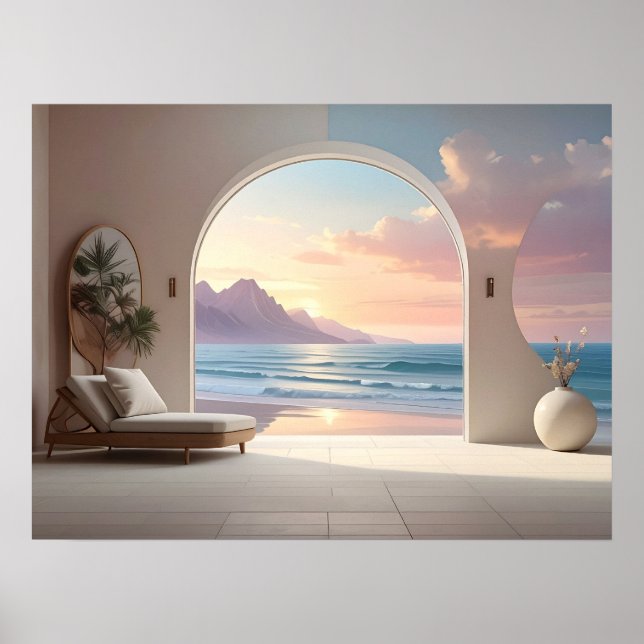 Poster Quarto Luxuoso com Vista para o Oceano (Frente)