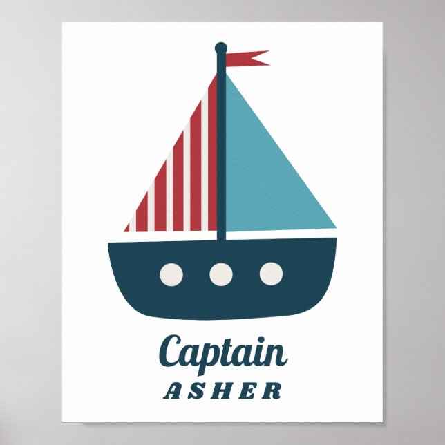 Poster Quarto Náutico Personalizado para Meninos (Frente)