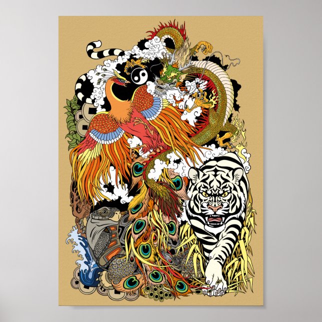 Poster quatro animais celestes (Frente)