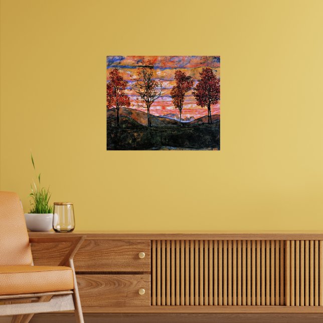 Poster Quatro Árvores, arte de Egon Schiele, (Sala de Estar 2)