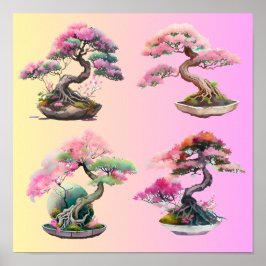 Poster Quatro árvores bonsai
