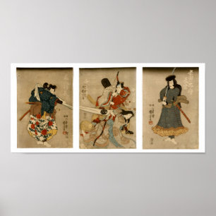 Póster Quatro Atores, Kuniyoshi, Belas Artes Japonesas