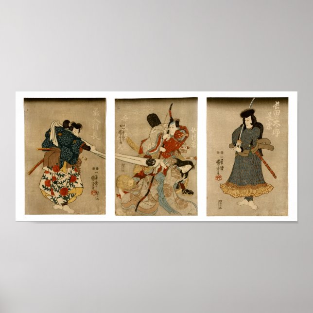 Póster Quatro Atores, Kuniyoshi, Belas Artes Japonesas (Frente)