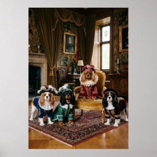 Poster Quatro Cavalier Spaniels Reais em Casa Soberba