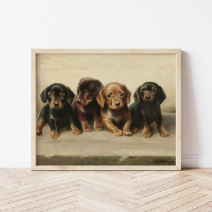 Poster Quatro Cuppies Dachshund   Carl Reichert