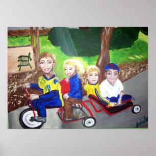 Póster "Quatro dirigiram a bicicleta "
