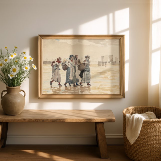 Poster Quatro esposas de peixes na praia | Winslow Homer (Criador carregado)